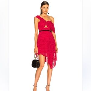 Self portrait asymmetric plumetis dress